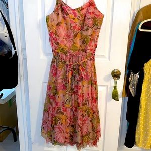 Ladies Silk Dress Fully Lined size 10 Floral